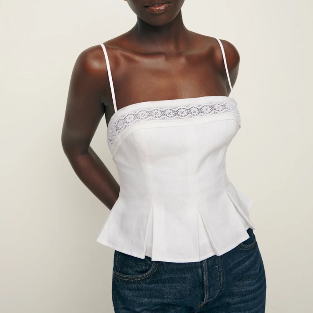 Elegant White Lace Trim Women’s Top